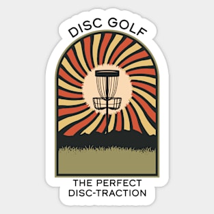 Disc Golf The Perfect Disc-traction | Disc Golf Vintage Retro Arch Mountains Sticker